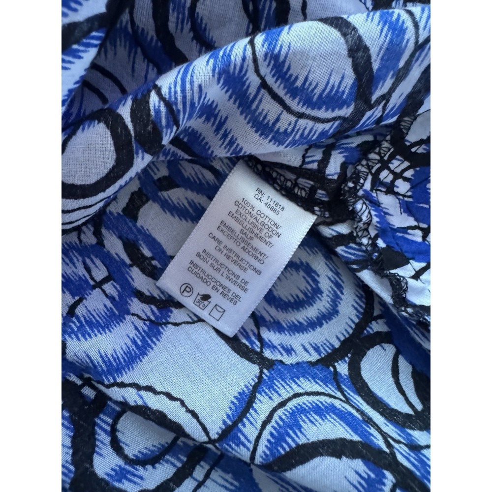 Michael Kors Tunic Women Medium Blue Abstract Applique Cotton Top Cruise - Picture 7 of 7